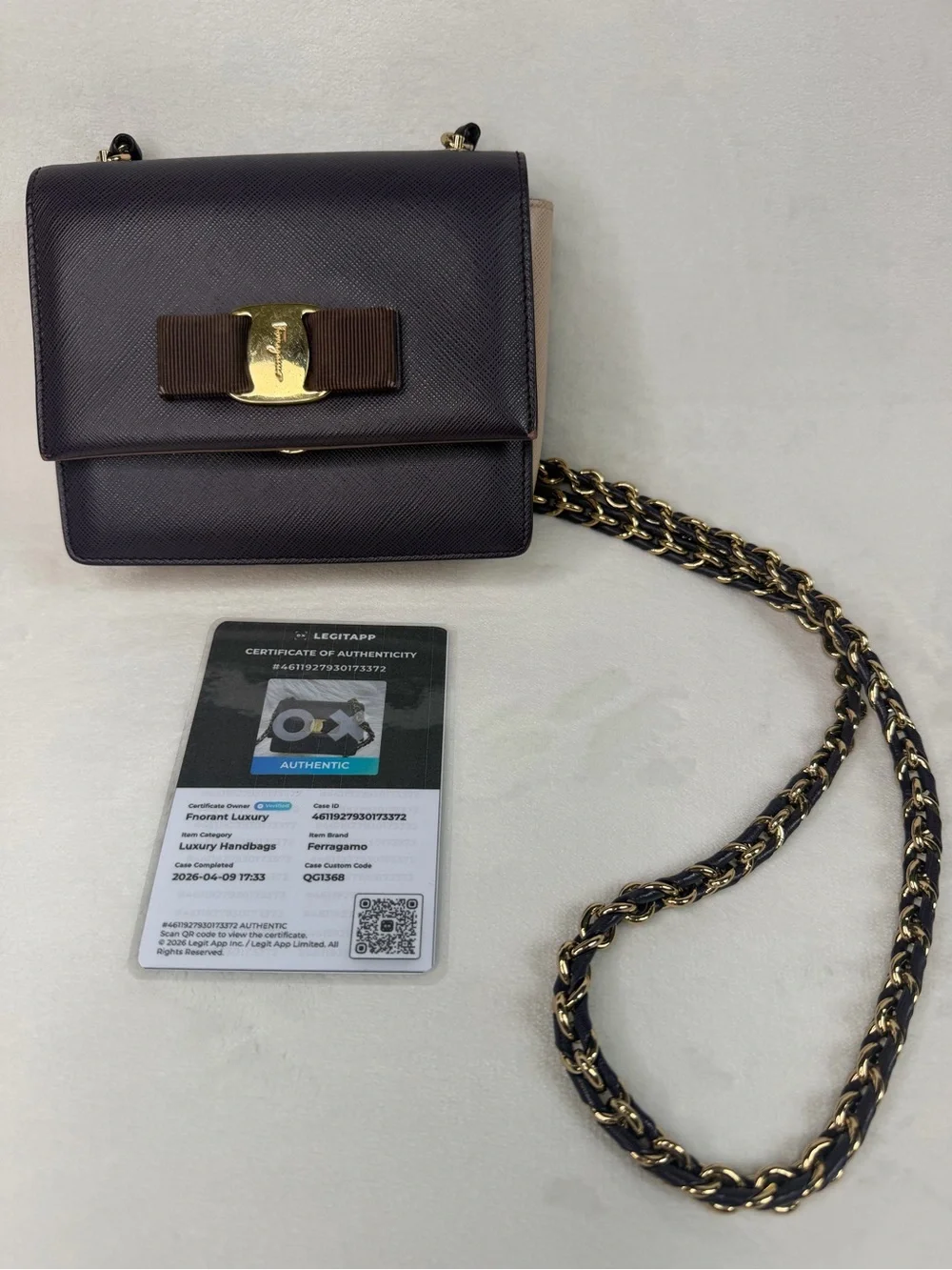 Salvatore Farragamo Leather Ginny Mini Vara Purple Crossbody Bag